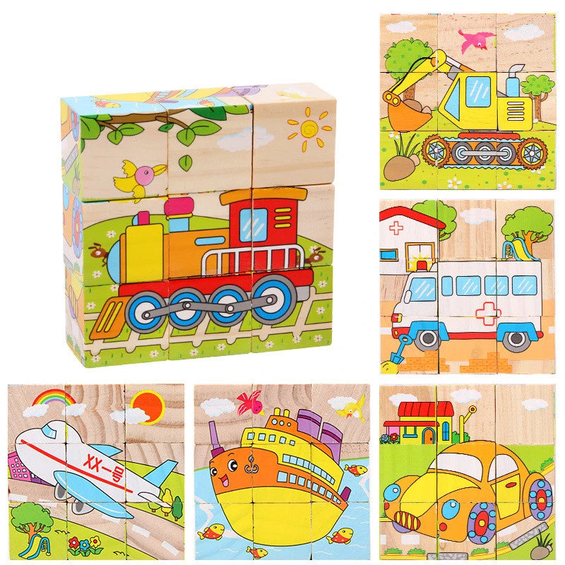 Puzzle 6 en 1 Cubos de Madera para Niños Multivariante