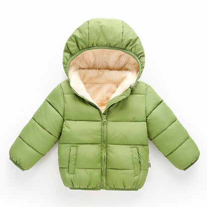 Multivariant Padded Jacket with Hood and Zip for Children