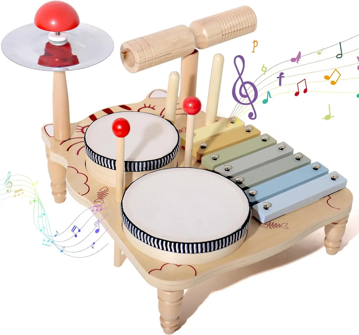 Juego de instrumentos de percusión Montessori de juguete de madera para niños multivariante