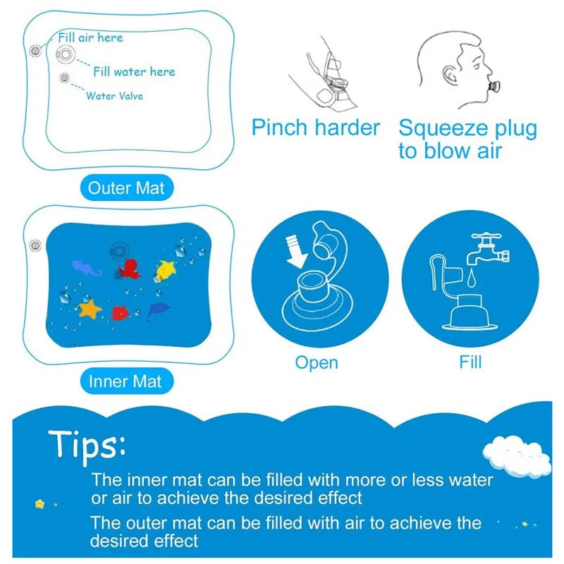 Inflatable play mat with water for children multivariant