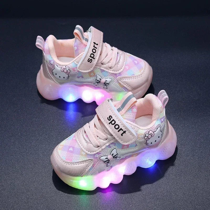 Scarpe da ginnastica traspiranti con LED a forma di cartone animato per bambini