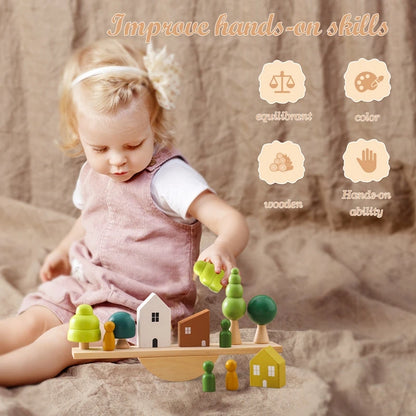 Montessori Wooden Toy Stacking&Threading for children multivariant