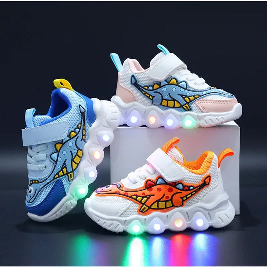 Breathable Running Shoes "Dinosaur" with LED for children Multivariant