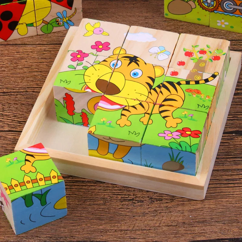 Puzzle 6 en 1 Cubos de Madera para Niños Multivariante