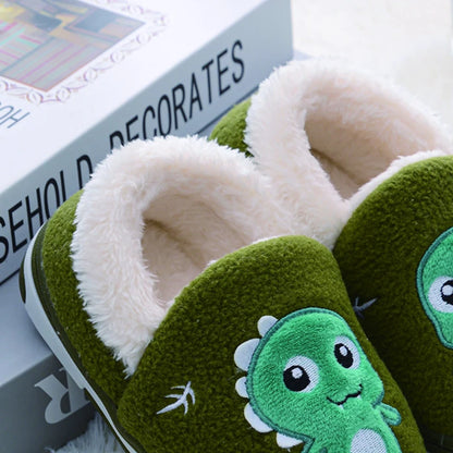 Pantuflas Antideslizantes Acolchadas Verde con Dinosaurio