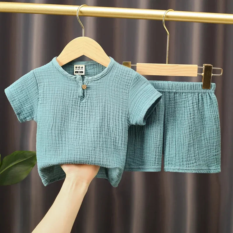 Conjunto de 2 piezas de camiseta y pantalón corto de verano para niños multivariante