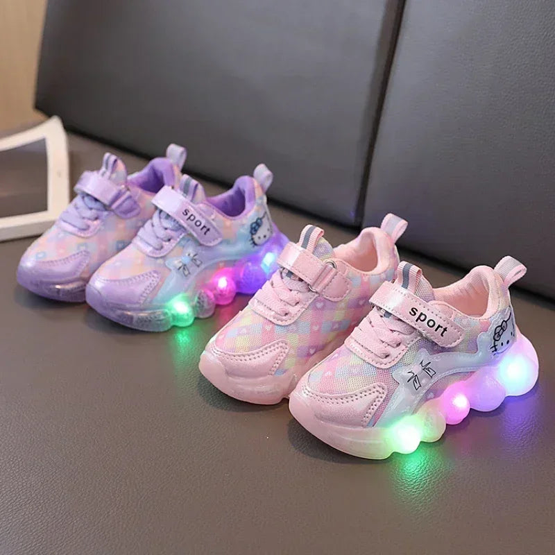 Scarpe da ginnastica traspiranti con LED a forma di cartone animato per bambini