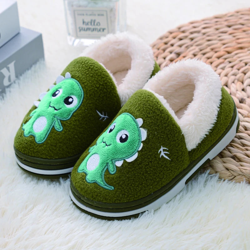 Pantuflas Antideslizantes Acolchadas Verde con Dinosaurio