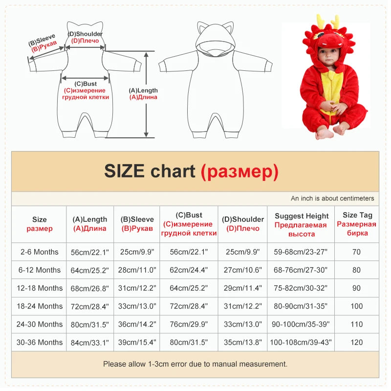 Costume travestimento multivariante per bambini da 2 a 36 mesi