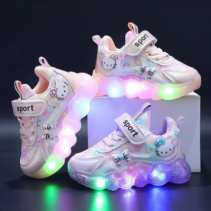 Scarpe da ginnastica traspiranti con LED a forma di cartone animato per bambini