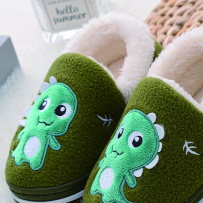 Pantuflas Antideslizantes Acolchadas Verde con Dinosaurio