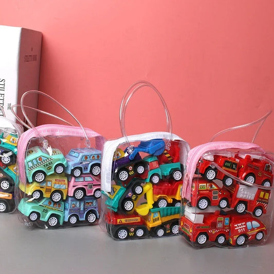 Juego de 6 modelos de coches de juguete con bolsa organizadora para niños multivariante