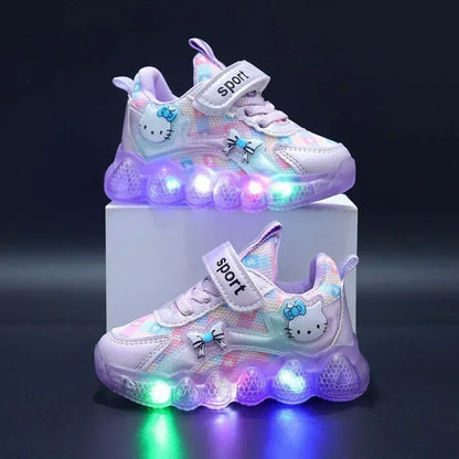 Scarpe da ginnastica traspiranti con LED a forma di cartone animato per bambini