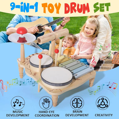 Juego de instrumentos de percusión Montessori de juguete de madera para niños multivariante