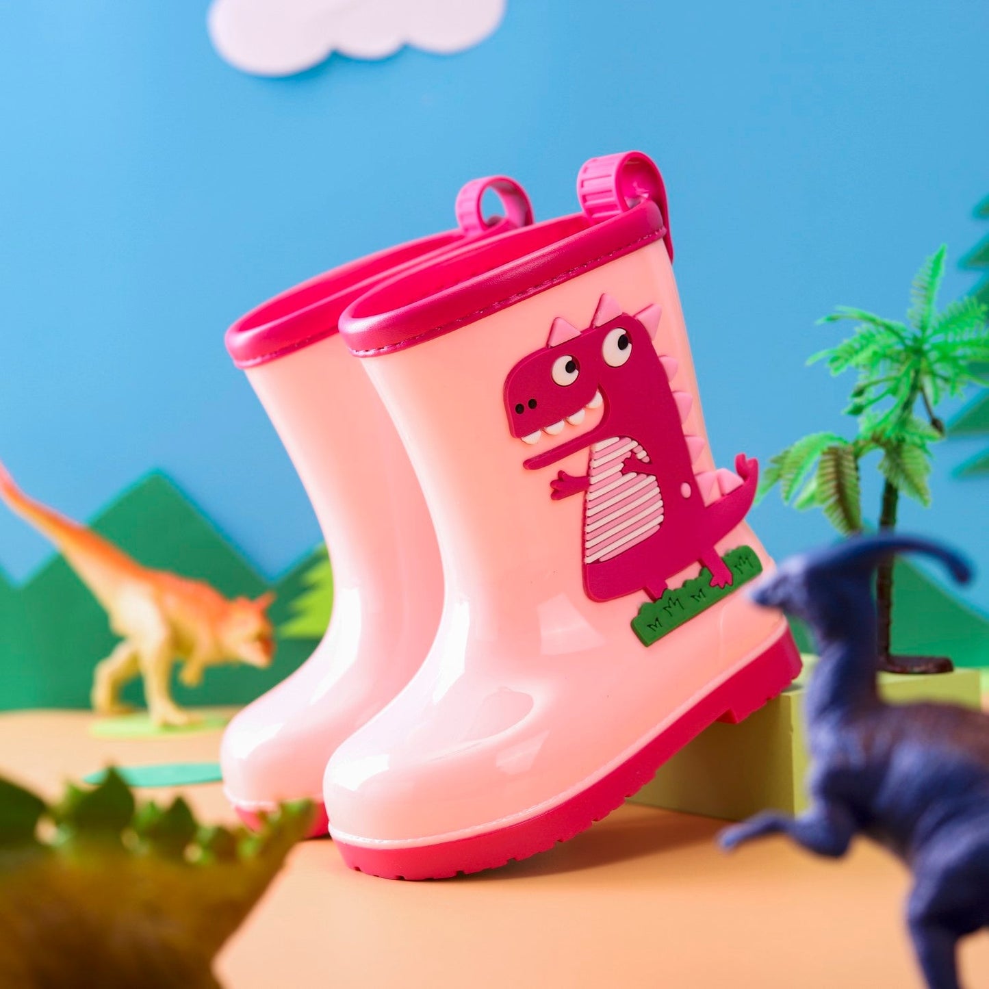 Botas de Lluvia Niño Rosa Dinosaurio