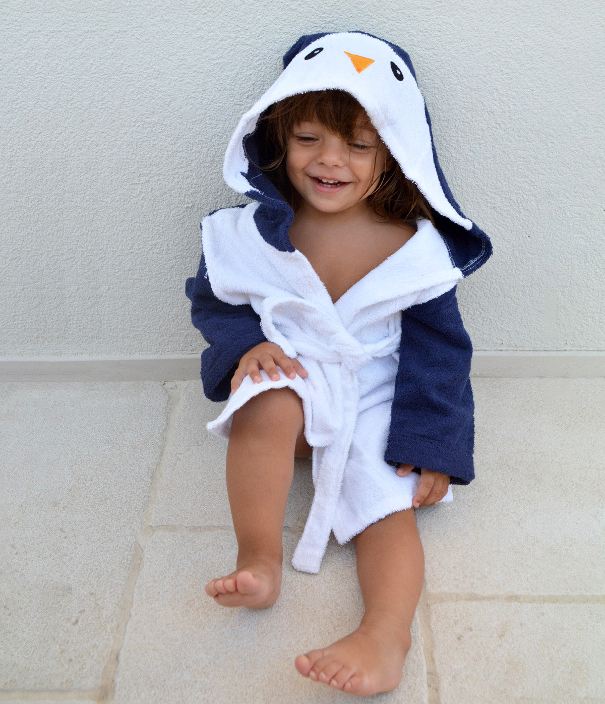 Baby Bathrobe Cotton White Penguin